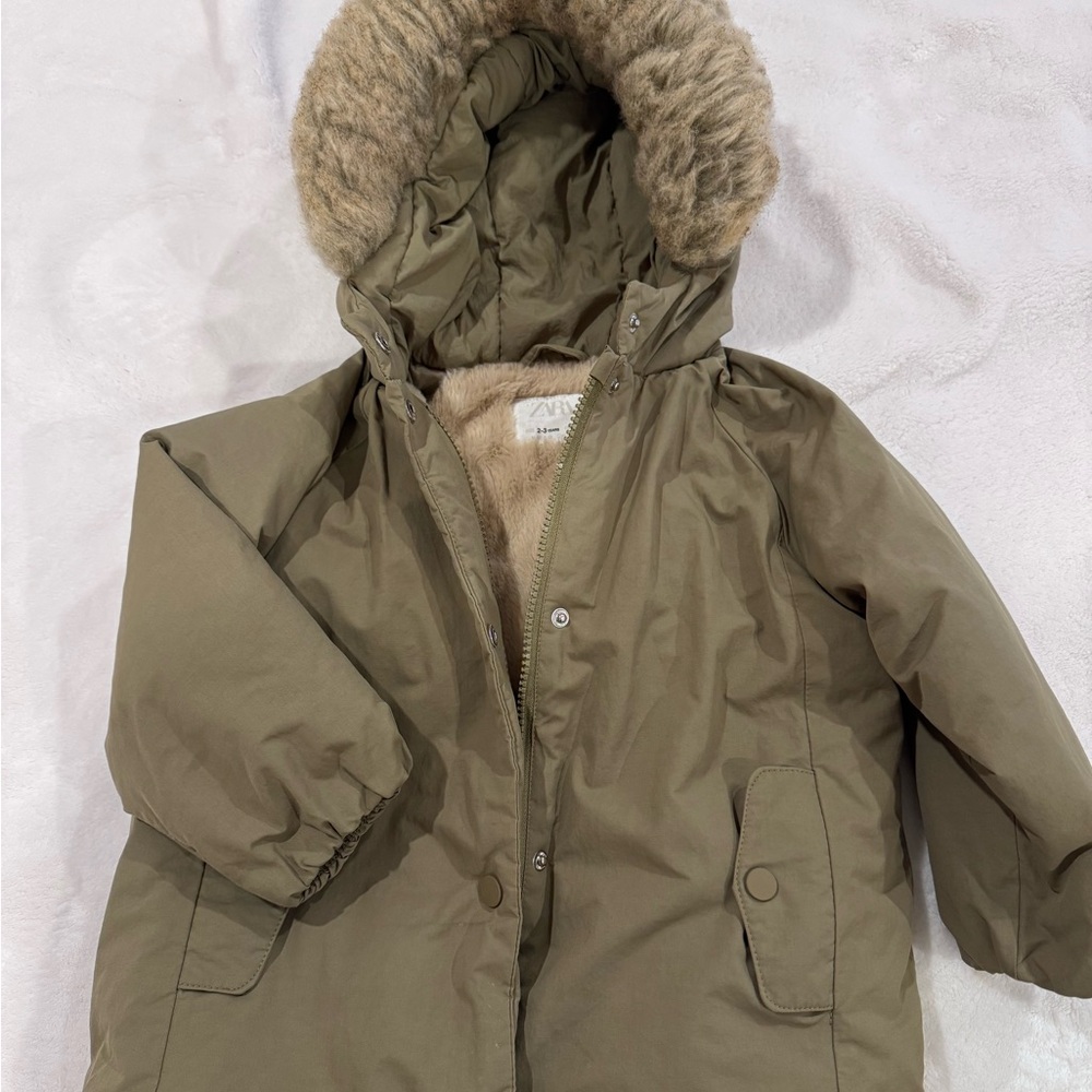 Zara Beige Fur-Lined Jacket